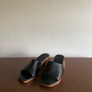 Faux leather block mule